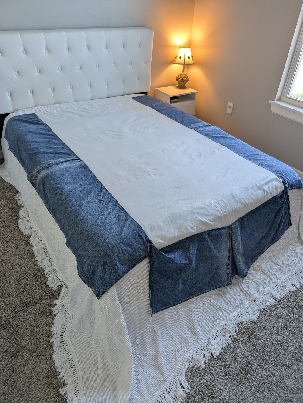 Nobility Dillard's Blue Denim White Twin Bed Skirt Cotton Mattress Cover